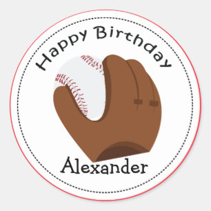 20 Cupcake Toppers Baseball Glove Ronde Sticker