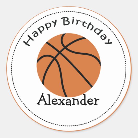 20  Cupcake Toppers Basketbal Ronde Sticker (Voorkant)