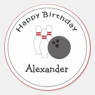20 Cupcake Toppers Bowling Party Ronde Sticker