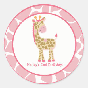 20  Cupcake Toppers Oerwoud Giraffe Ronde Sticker