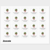 20 Cute Holly & Red Berries Return Address Sticker (Vel)