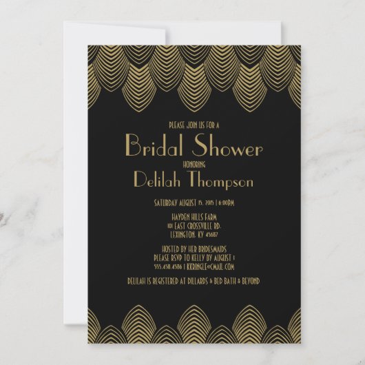  20-dagen Art Deco Bridal Shower Invitation Kaart (Voorkant)