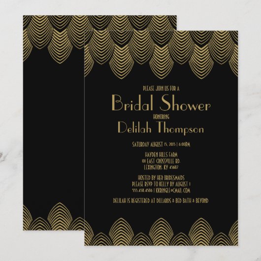  20-dagen Art Deco Bridal Shower Invitation Kaart (Voorkant / Achterkant)