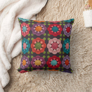  20 Daisy Bloem Kussenhoes - Zwart Decoratief  Kussen