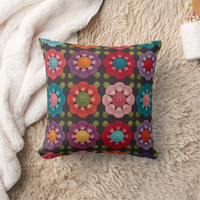  20 Daisy Bloem Kussenhoes - Zwart Decoratief  Kussen (Deken)