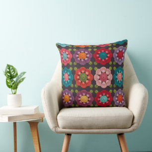 20 Daisy Bloemenkussenhoes - Zwart decoratief Kussen