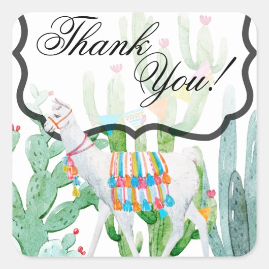 20 Dank u Stickers Boho Llama Bohemian Cacti De (Voorkant)