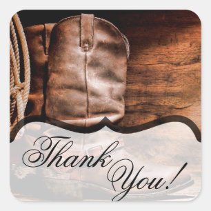 20 Dank u Stickers Cowboy laarzen schuur hout Rust