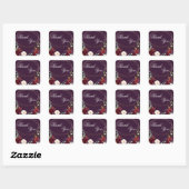 20 Dank u Stickers Plum Paarse Rozen Goud Geome (Vel)