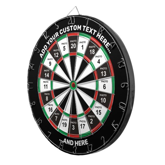 20 dartboard met aangepaste tekst voor foto's dartbord (Voorkant Rechts)