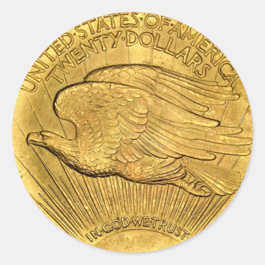 20 Dollar Eagle Gold Piece classic ronde sticker (Voorkant)