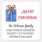 20 Elegante naam, retour adres kerst Vierkante Sticker (Voorkant)