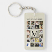 20 Familie foto collage Biege en Green Play Sleutelhanger (Voorkant)