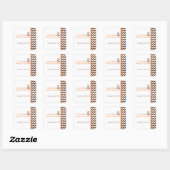 20 Favor Stickers Brown Oranje Chevron Name (Vel)