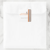 20 Favor Stickers Brown Oranje Chevron Name (Tas)