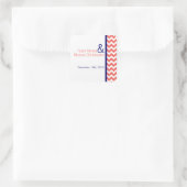 20 Favor Stickers Coral Navy Blue Chevron Naam (Tas)