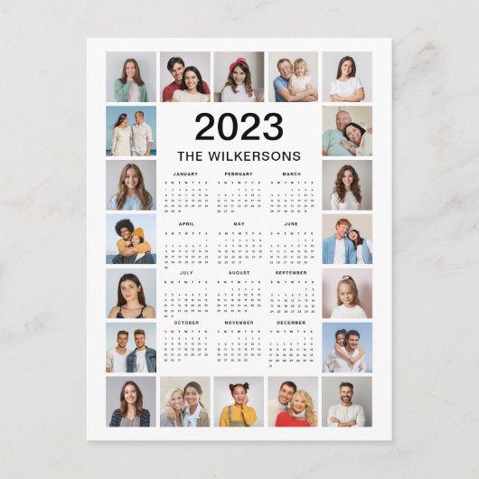 20 Foto Collage 2023-jaarkalender Jouw naam toevoe Briefkaart (Voorkant)