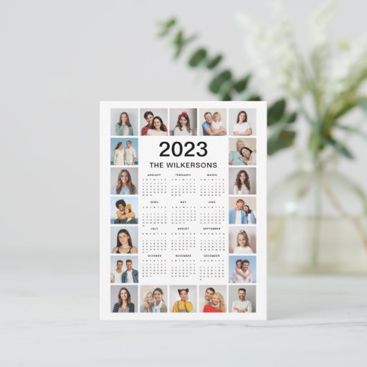 20 Foto Collage 2023-jaarkalender Jouw naam toevoe Briefkaart (Staand voorkant)