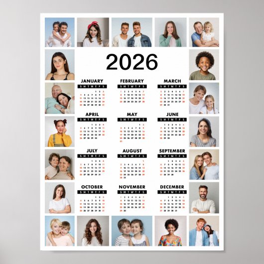 20 Foto Collage 2024 Jaar Overzicht Kalender (Voorkant)