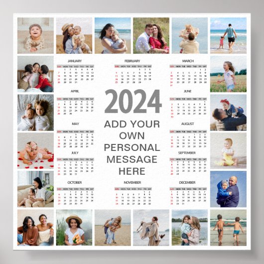 20 Foto Collage 2024 Jaarkalender Poster (Voorkant)