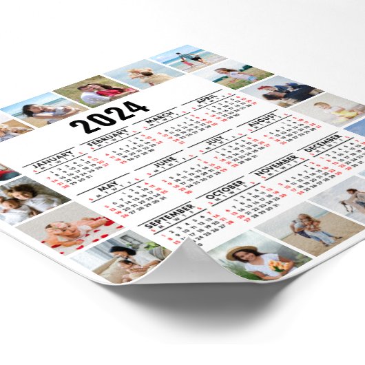 20 Foto Collage 2024 Jaaroverzicht Kalender Poster (Hoek)