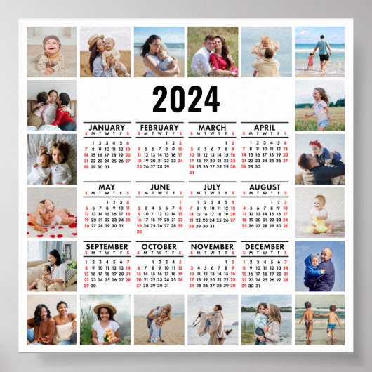 20 Foto Collage 2024 Jaaroverzicht Kalender Poster (Voorkant)