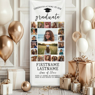 20 Foto Collage Afstuderen Modern Minimaal Wit Spandoek