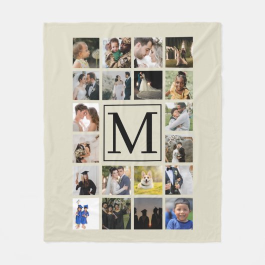20 foto collage Black en Biege Fleece Deken (Voorkant)