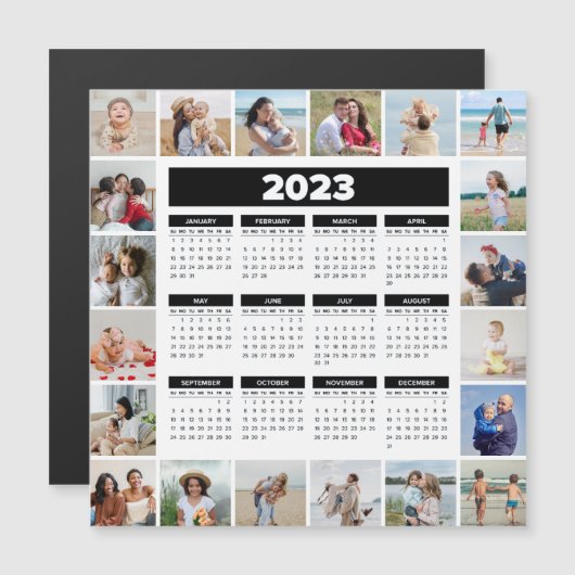 20 Foto Collage Black & White 2023 US Calendar (Voorkant / Achterkant)