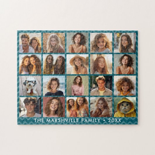 20 Foto Collage Blauw met Witte Tekst Legpuzzel (Horizontaal)