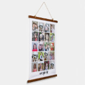 20 Foto collage - Familietekst op bodem - wit Hangend Wandkleed (Gebogen)