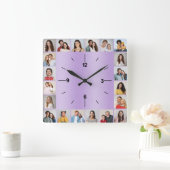 20 Foto-collage geborsteld metallisch Paars pasta Vierkante Klok (Huis)