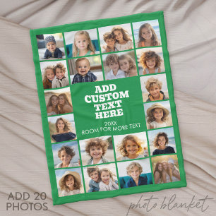 20 Foto Collage - Groen en tekst in het midden Fleece Deken