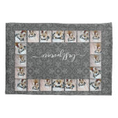 20 Foto Collage met moderne naam van patroonscript Kussensloop (Achterkant)