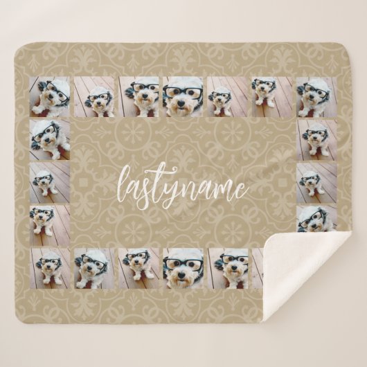 20 Foto Collage met moderne naam van patroonscript Sherpa Deken (Voorkant (horizontaal))