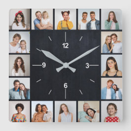 20 Foto Collage Nep Zwarte Schoolbord Vierkante Klok