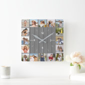 20 Foto Collage Nepgrijze Houten Schutting Vierkante Klok (Huis)