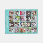 20 Foto collage - Net met blauwgroen tekstaqua van Fleece Deken (Voorkant (Horizontaal))