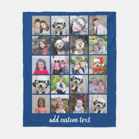 20 Foto collage - Net met Script-tekst - blauw Fleece Deken (Voorkant)