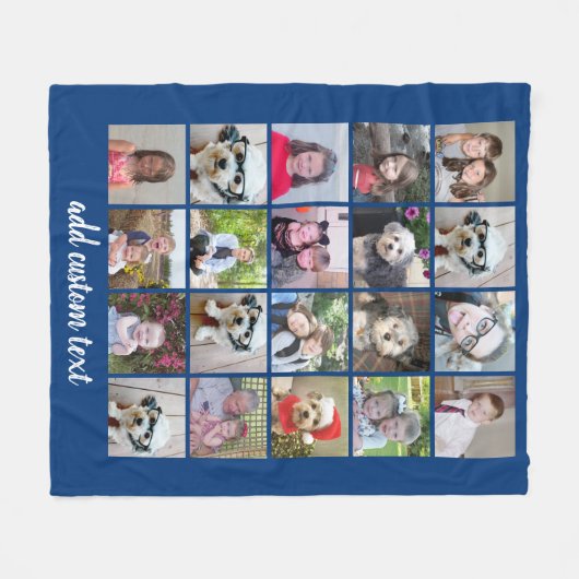 20 Foto collage - Net met Script-tekst - blauw Fleece Deken (Voorkant (Horizontaal))