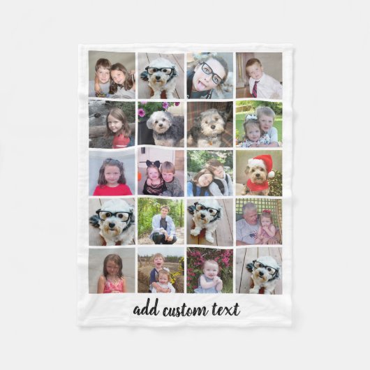 20 Foto collage - Net met Script-tekst - wit Fleece Deken (Voorkant)