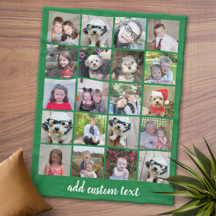 20 Foto Collage - Net met Script Text - groen Fleece Deken