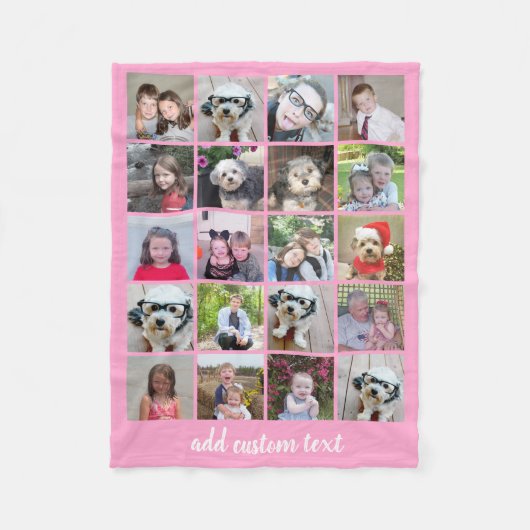 20 Foto collage - Net met Script Text - roze Fleece Deken (Voorkant)
