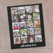 20 Foto collage - Raster met Script-tekst - zwart Fleece Deken