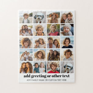 20 Foto Collage - Raster met tekst - wit Legpuzzel