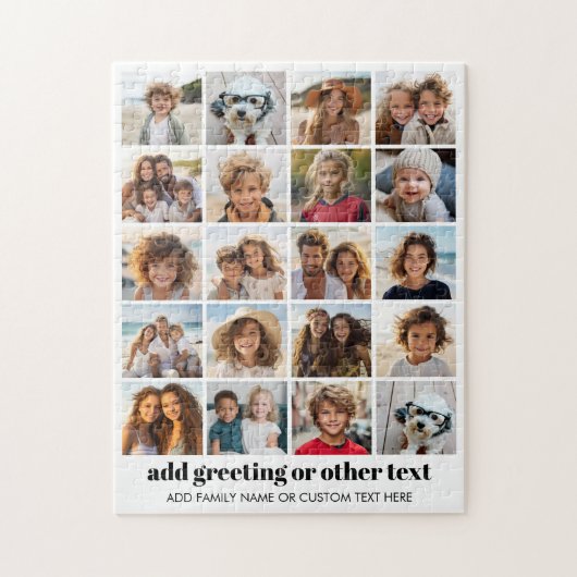 20 Foto Collage - Raster met tekst - wit Legpuzzel (Verticaal)