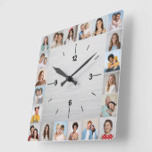 20 Foto-collage, Silver Metallic geborsteld Vierkante Klok (Hoek)