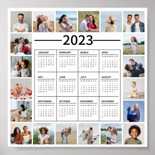 20 Foto Collage US 2023 Yarly Calendar Poster (Voorkant)