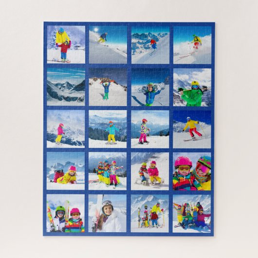 20 Foto Raster Collage Donkerblauw Legpuzzel (Verticaal)