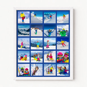 20 Foto Raster Collage Donkerblauw Poster